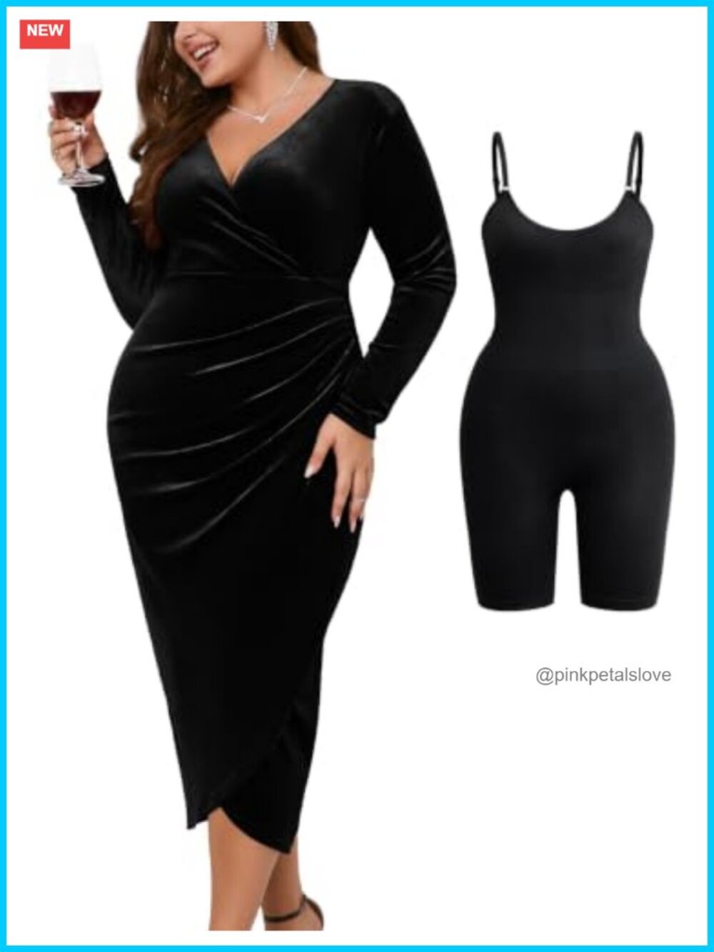 Velvet Faux Wrap Bodycon Dress Ruched Waist Long Sleeve Maxi Party